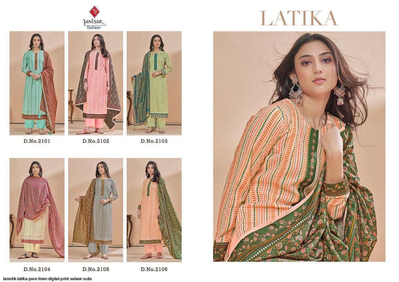 TANISHK FASHION PRESENT LATIKA PURE LINEN DIGITAL PRINTED SALWAR SUITS IN WHOLESALE PRICE IN SURAT - SAIDHARANX 