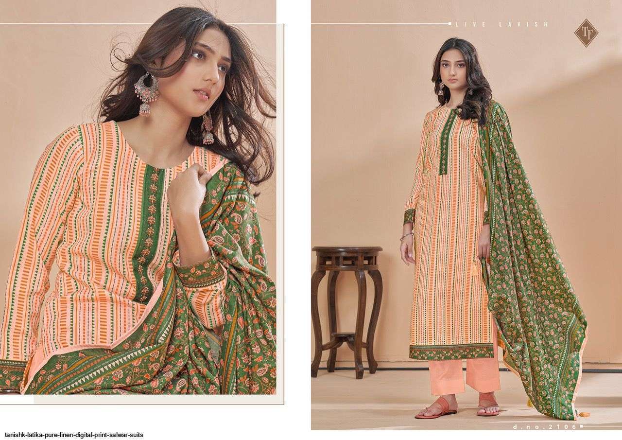 TANISHK FASHION PRESENT LATIKA PURE LINEN DIGITAL PRINTED SALWAR SUITS IN WHOLESALE PRICE IN SURAT - SAIDHARANX 