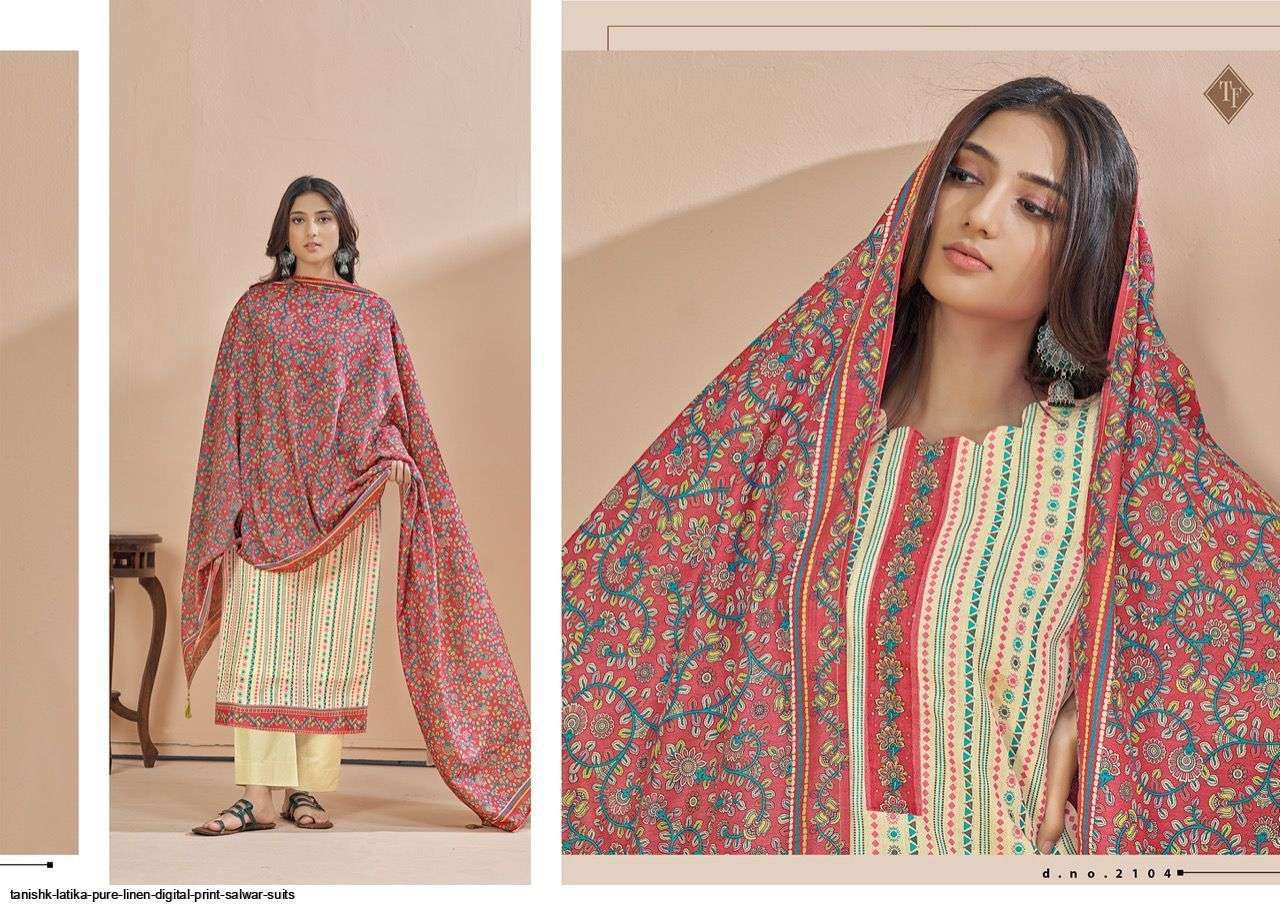 TANISHK FASHION PRESENT LATIKA PURE LINEN DIGITAL PRINTED SALWAR SUITS IN WHOLESALE PRICE IN SURAT - SAIDHARANX 