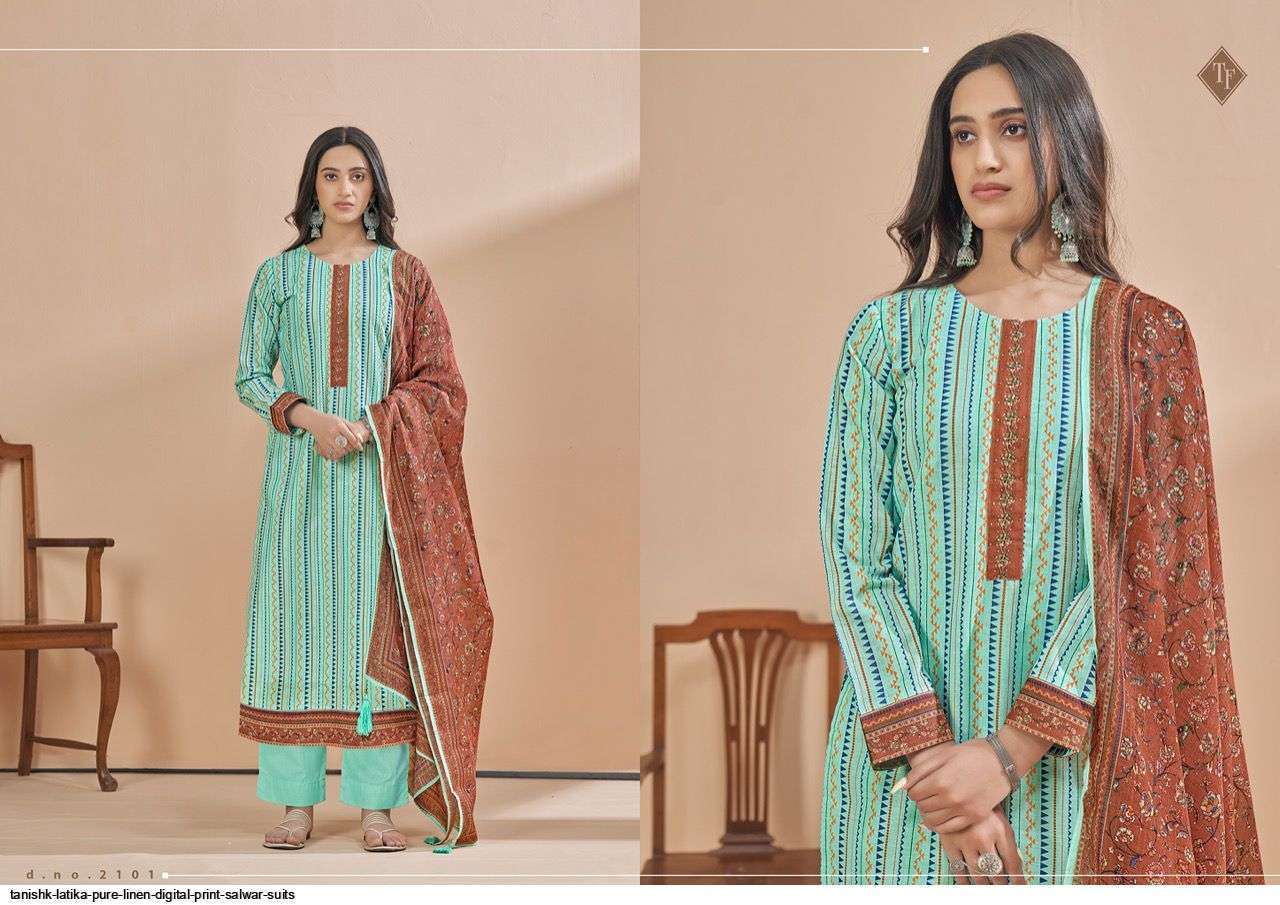 TANISHK FASHION PRESENT LATIKA PURE LINEN DIGITAL PRINTED SALWAR SUITS IN WHOLESALE PRICE IN SURAT - SAIDHARANX 