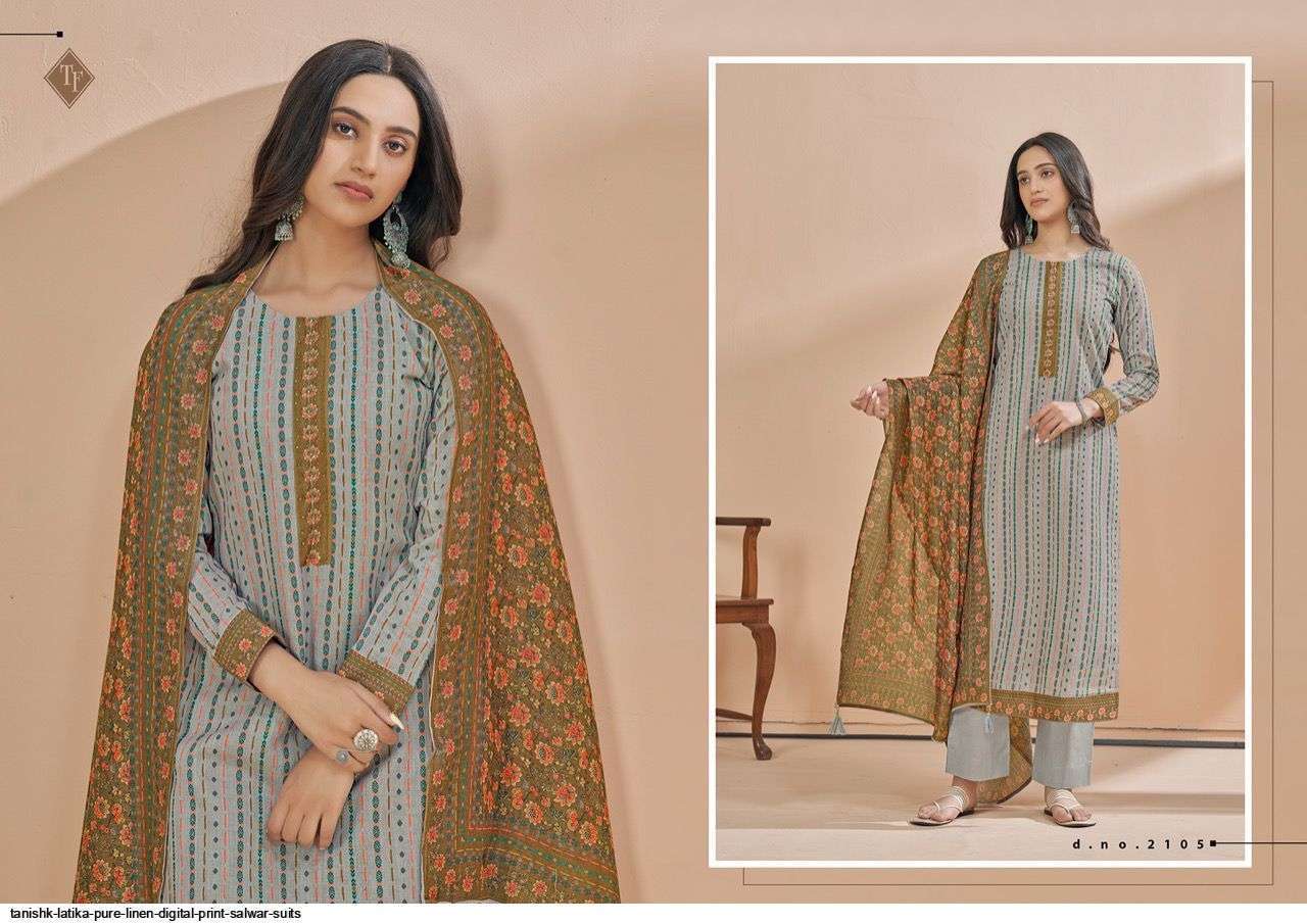 TANISHK FASHION PRESENT LATIKA PURE LINEN DIGITAL PRINTED SALWAR SUITS IN WHOLESALE PRICE IN SURAT - SAIDHARANX 