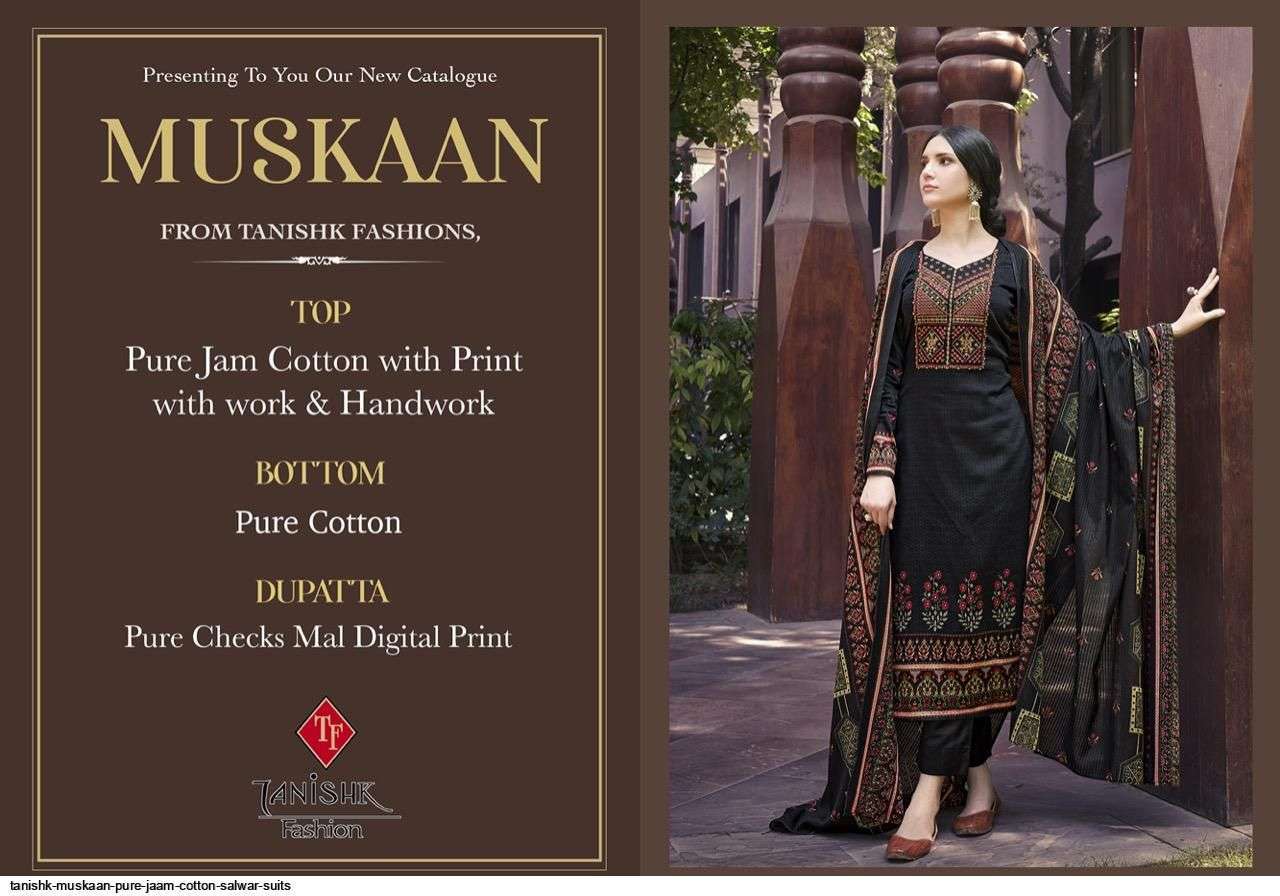 TANISHK FASHION PRESENT MUSKAAN PURE JAAM COTTON DESIGNER SALWAR SUITS IN WHOLESALE PRICE IN SURAT -  SAIDHARANX 