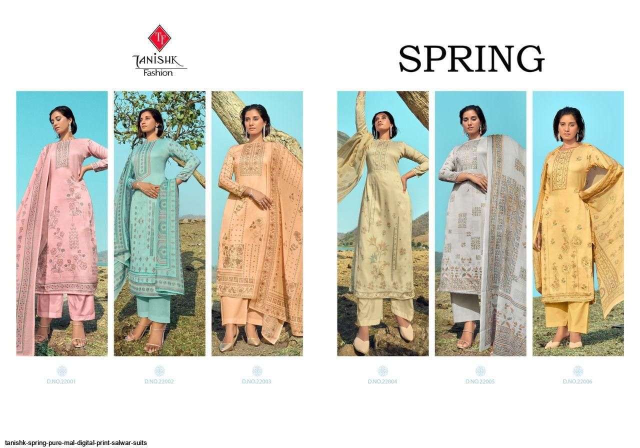 TANISHK FASHION PRESENT SPRING DIGITAL PRINT WITH HANDWORK DESIGNER SUITS IN WHOLESALE PRICE IN SURAT - SAIDHARANX 