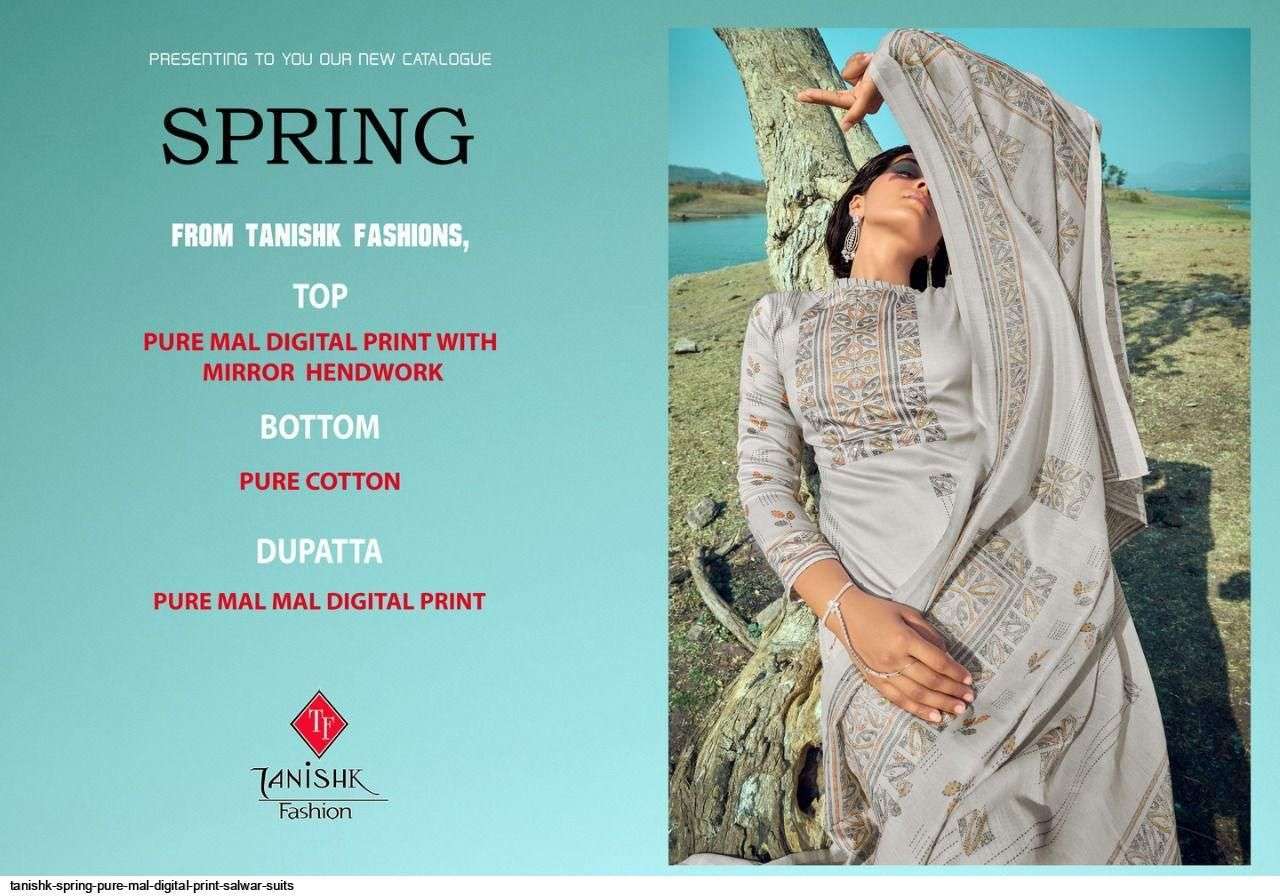 TANISHK FASHION PRESENT SPRING DIGITAL PRINT WITH HANDWORK DESIGNER SUITS IN WHOLESALE PRICE IN SURAT - SAIDHARANX 