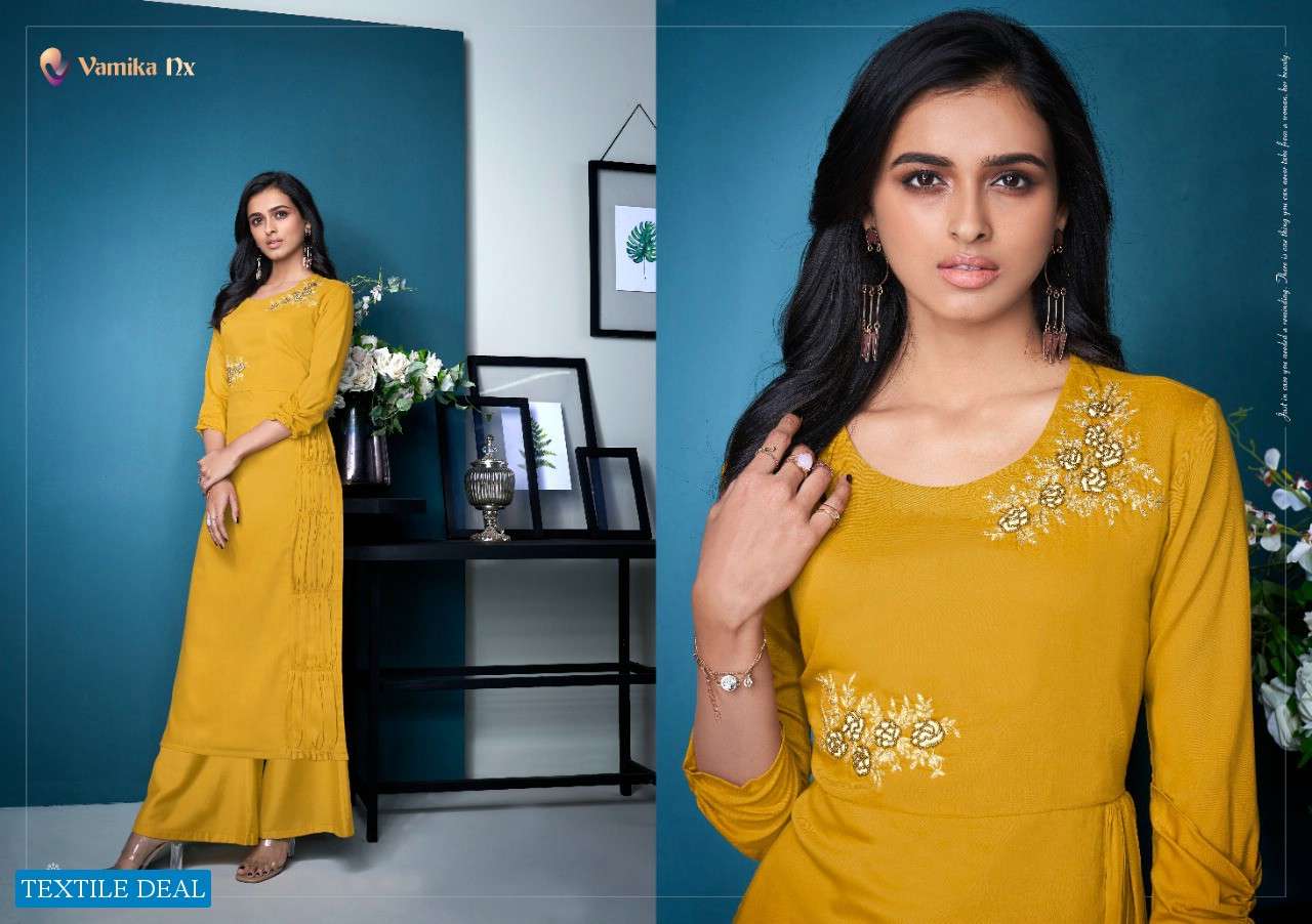 VINTAGE BY 4 COLORS HEAVY RAYON EMBROIDERY WITH ACCESSORIES LONG CLASSY  STRAIGHT KURTI WITH PLAZO SET BEST CATALOG DEALER IN INDIA USA UK UAE -  Reewaz International | Wholesaler & Exporter of