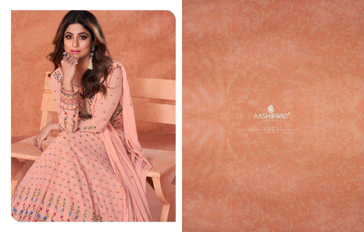 AASHIRWAD CREATION PRESENTS KHAAS FULL STITCHED LONG PARTY WEAR DESIGNER SUITS IN WHOLESALE PRICE IN SURAT - SAIDHARANX