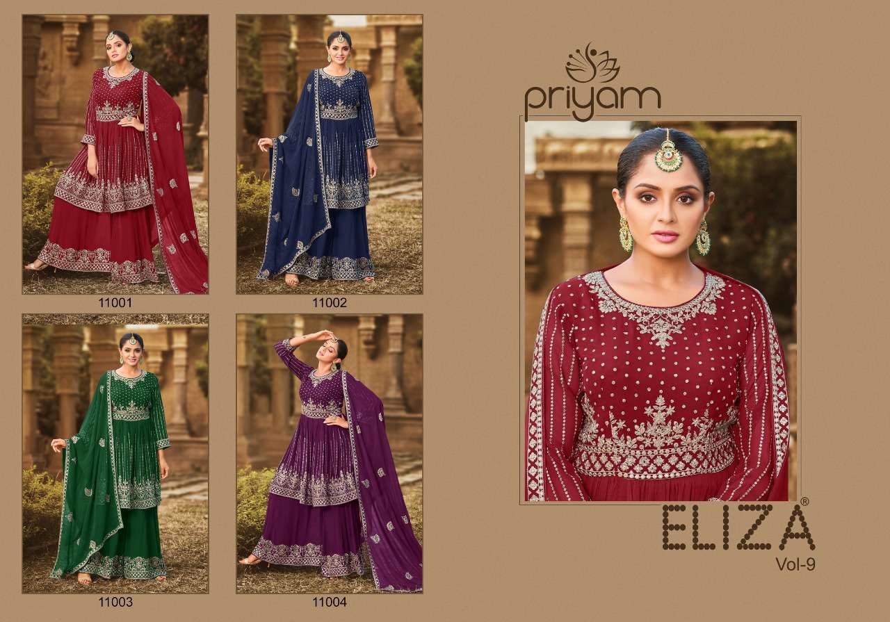 PRIYAM PRESENT ELIZA VOL 9 CATALOG GEORGETTE FULL STITCHED PAKISTANI DESIGNER SUITS IN WHOLESALE PRICE IN SURAT - SAIDHARANX 