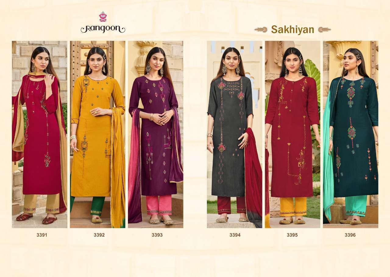 Rangoon Sakhiyan Series 3391-3396 Fancy Cotton Readymade Suit Wholesale Rate In Surat - Saidharanx
