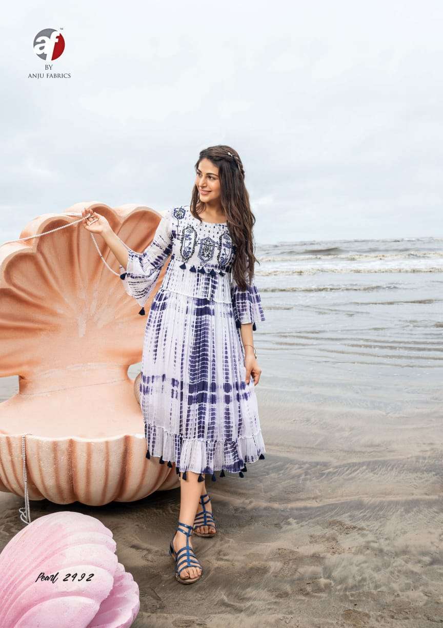  ANJU FABRICS PEARL MUL COTTON WITH FANCY DESIGNER KURTIS WHOLESALER SURAT - SAIDHARANX 