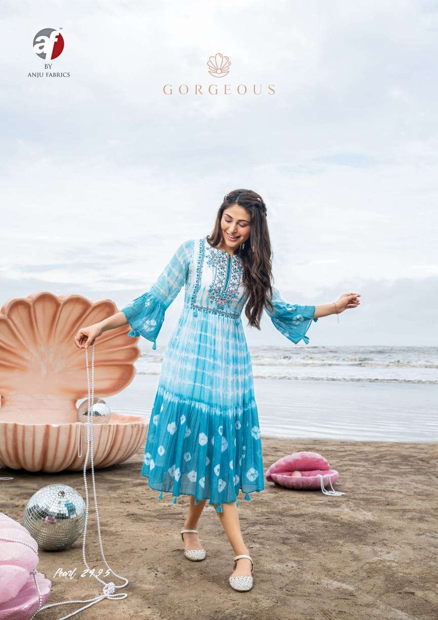  ANJU FABRICS PEARL MUL COTTON WITH FANCY DESIGNER KURTIS WHOLESALER SURAT - SAIDHARANX 