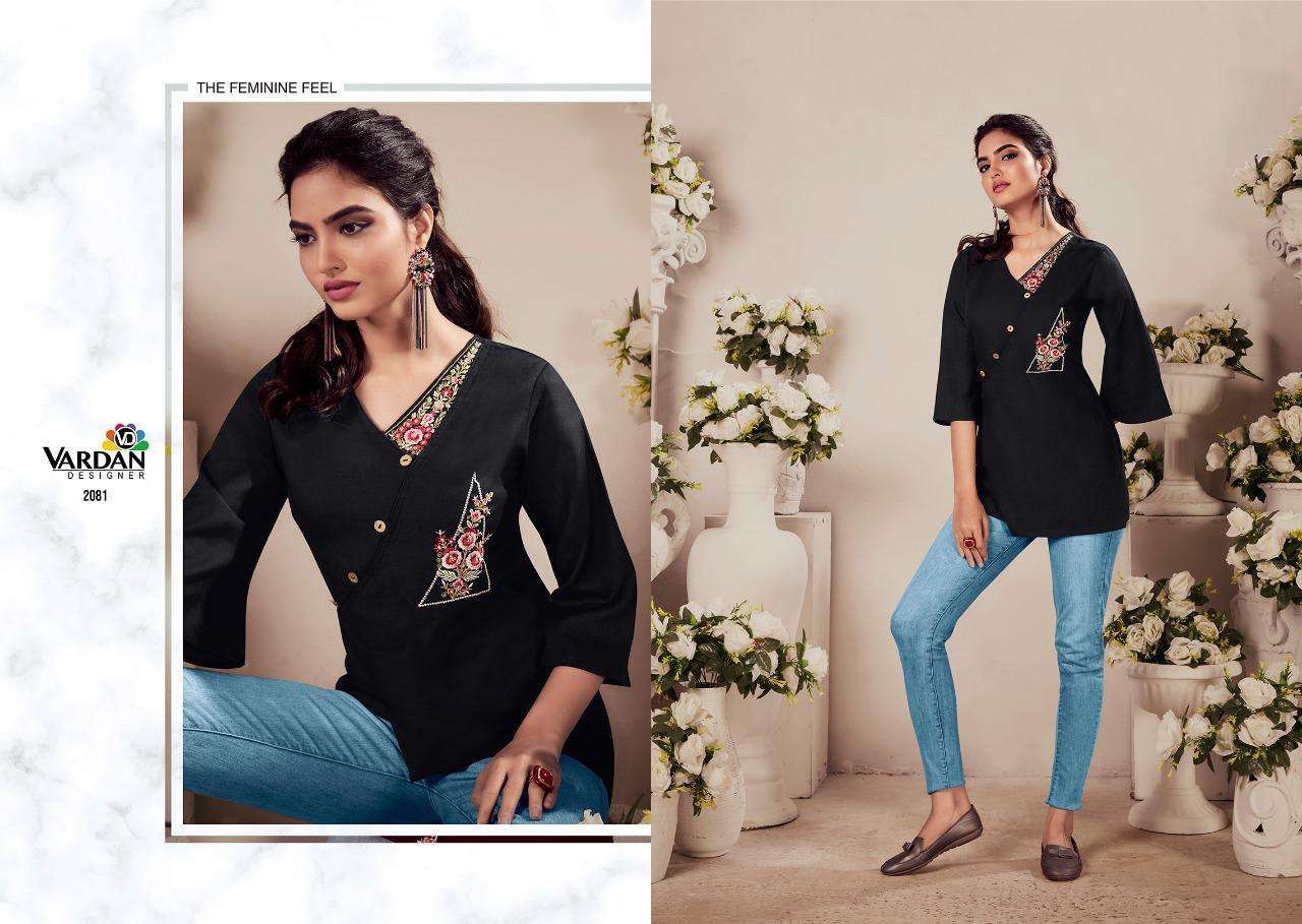 BATAK VOL-2 BY VARDAN DESIGNER 2077 TO 2082 SERIES BEAUTIFUL STYLISH FANCY COLORFUL CASUAL WEAR & ETHNIC WEAR HEAVY RAYON TOPS AT WHOLESALE PRICE IN SURAT - SAIDHARANX 