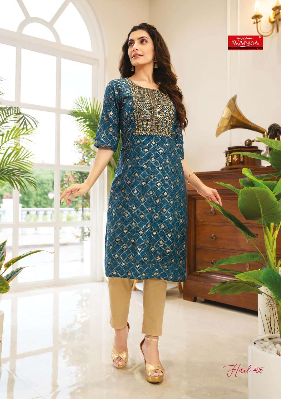 HIRAL VOL-4 BY WANNA RAYON FULL STICHED KURTIS WHOLESALE RATE IN SURAT - SAIDHARANX