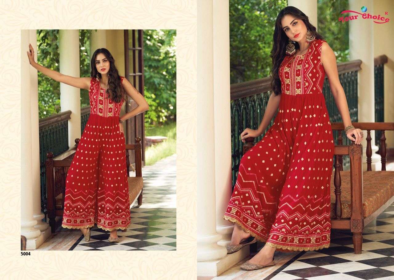 JUMP SUIT BY YOUR CHOICE 5001 TO 5006 SERIES GEORGETTE FULL STICHED GOWNS WHOLESALE 6 PCS IN SURAT -  SAIDHARANX