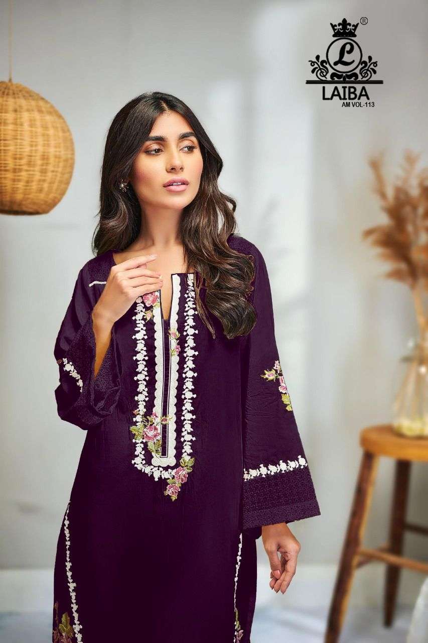LAIBA AM VOL 113 PAKISTANI TOP PANT WITH DUPATTA AT WHOLESALE RATE IN SURAT - SAIDHARANX 
