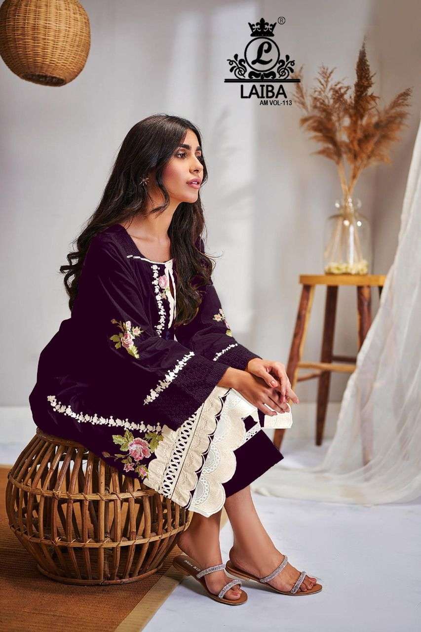 LAIBA AM VOL 113 PAKISTANI TOP PANT WITH DUPATTA AT WHOLESALE RATE IN SURAT - SAIDHARANX 