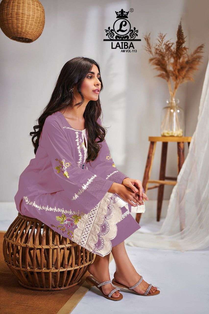 LAIBA AM VOL 113 PAKISTANI TOP PANT WITH DUPATTA AT WHOLESALE RATE IN SURAT - SAIDHARANX 
