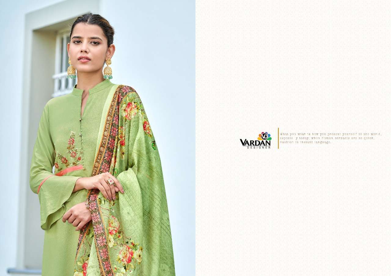 MEERA VOL 1 BY VARDAN RAYON FULL STITCH 3 PIECE COLLECTION WHOLESALE PRICE IN SURAT - SAIDHARANX 