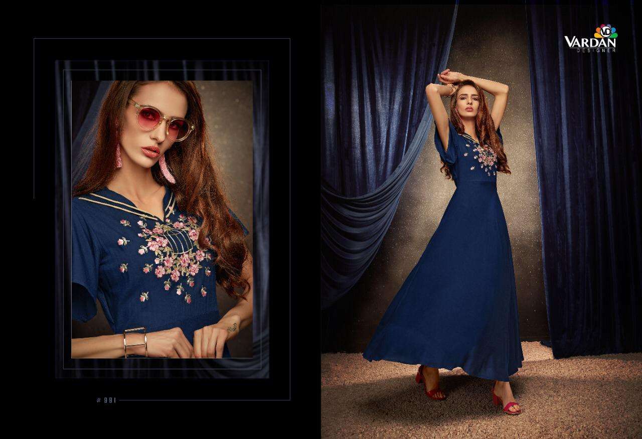 PASSION VOL 1 BY VARDAN RAYON LONG KURTIS GOOD LOOKING COLLECTION WHOLESALE RATE IN SURAT - SAIDHARANX 