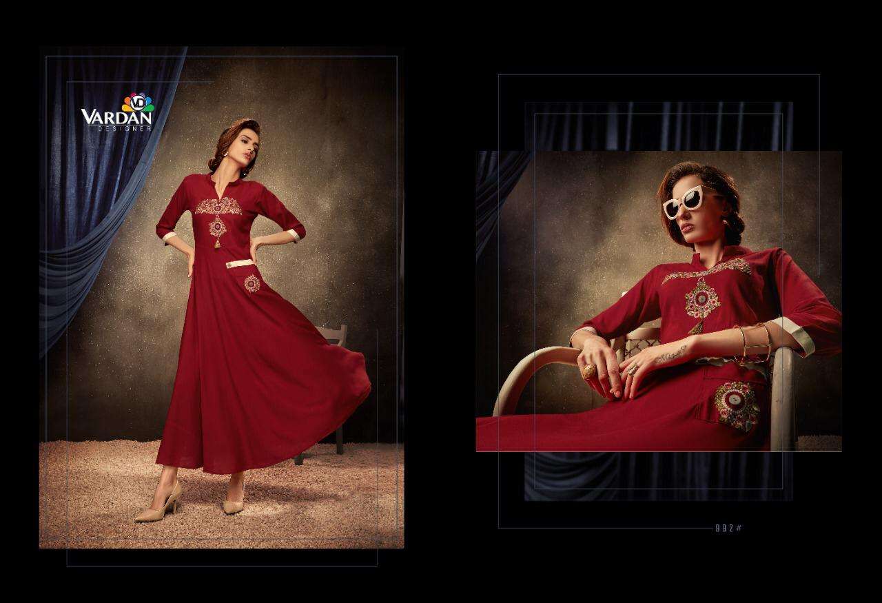 PASSION VOL 1 BY VARDAN RAYON LONG KURTIS GOOD LOOKING COLLECTION WHOLESALE RATE IN SURAT - SAIDHARANX 