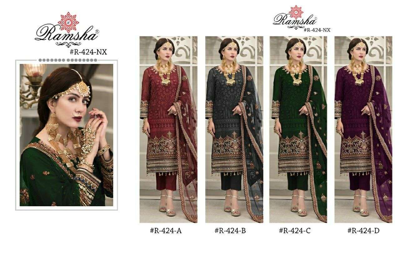 Ramsha R 424 NX Designer Pakistani Suit Catalog Wholesale price in surat - saidharanx 
