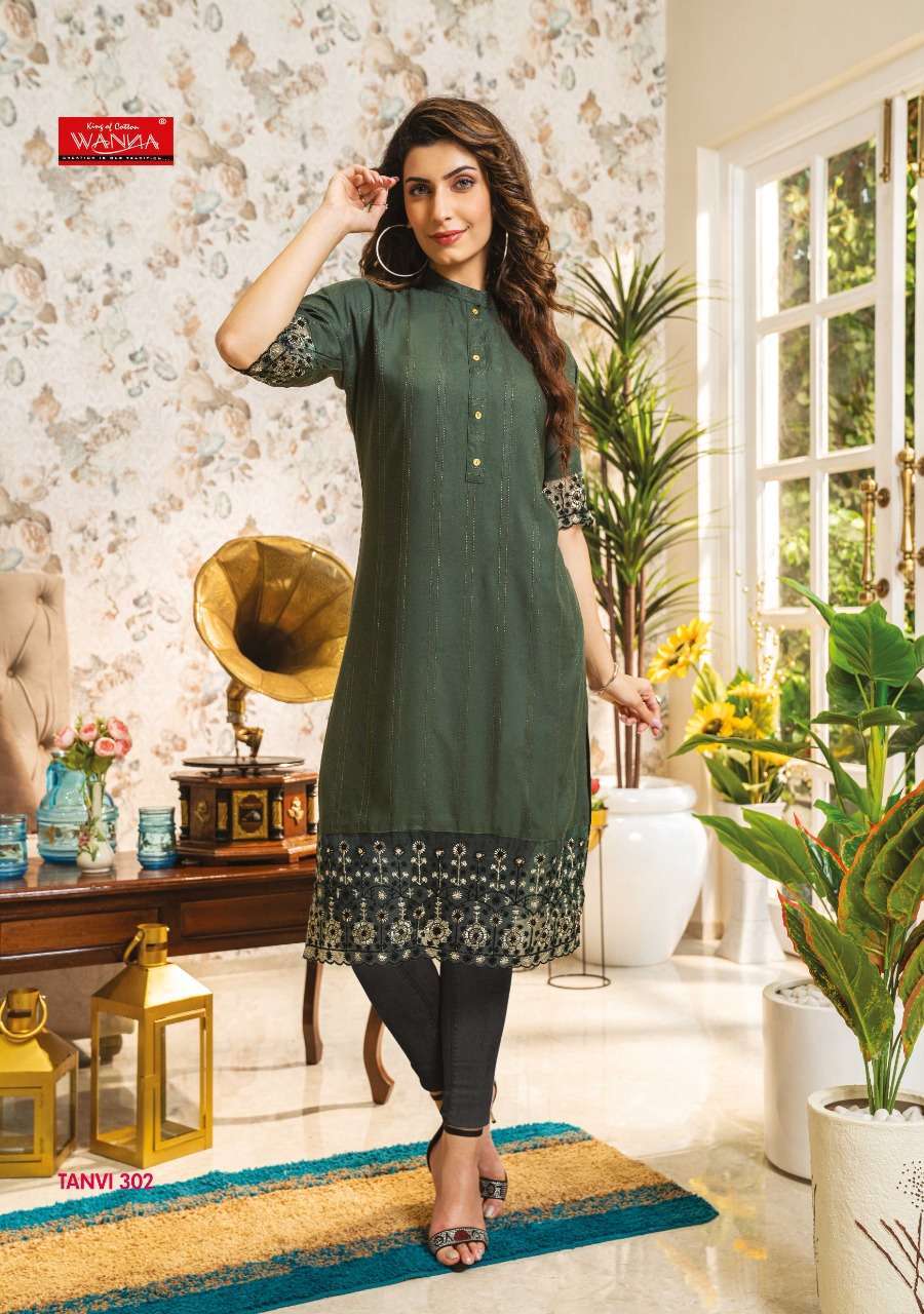 TANVI VOL 3 BY WANNA RAYON FANCY DESIGNER KURTIS WHOLESALE RATE IN SURAT - SAIDHARANX 