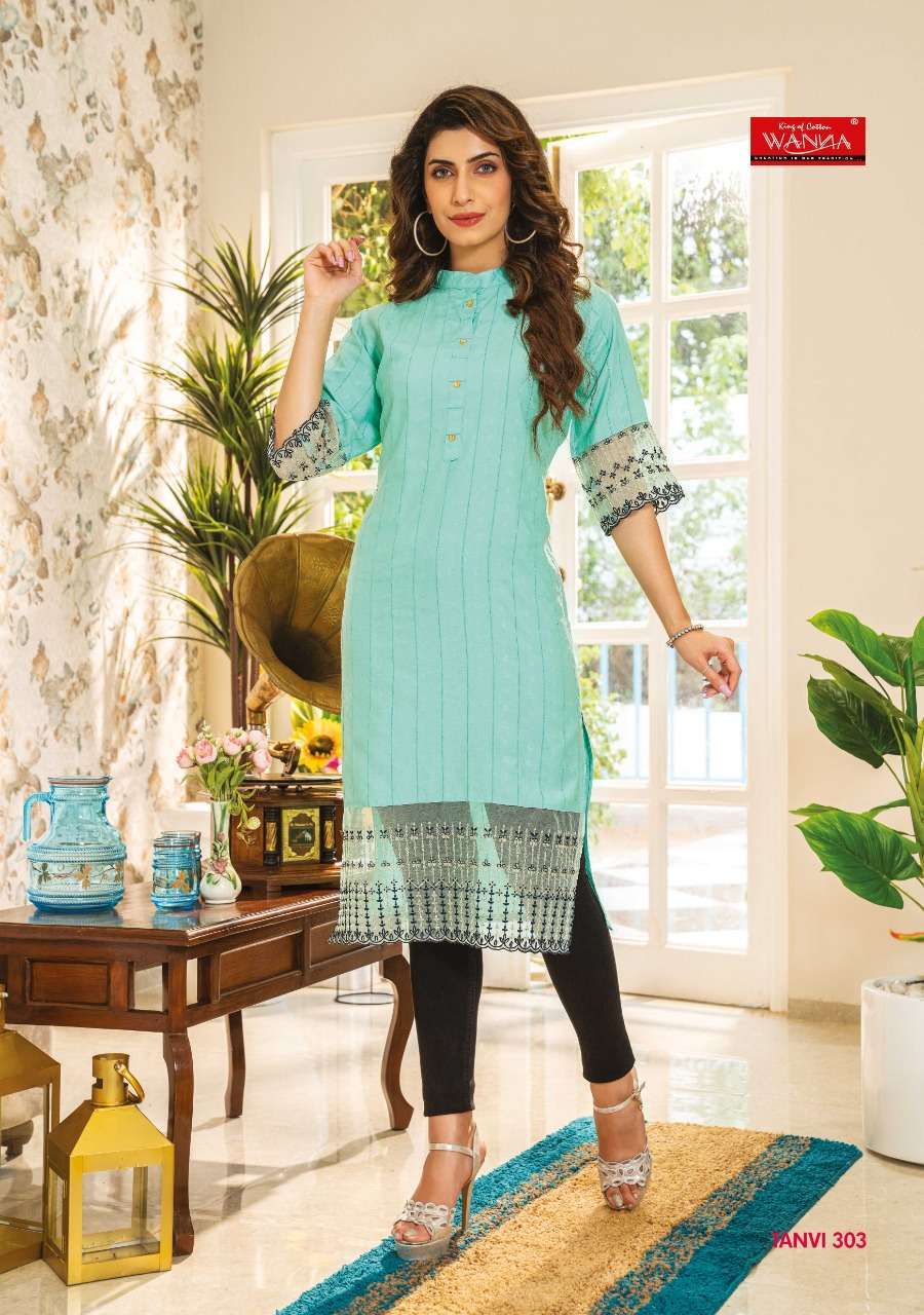 TANVI VOL 3 BY WANNA RAYON FANCY DESIGNER KURTIS WHOLESALE RATE IN SURAT - SAIDHARANX 