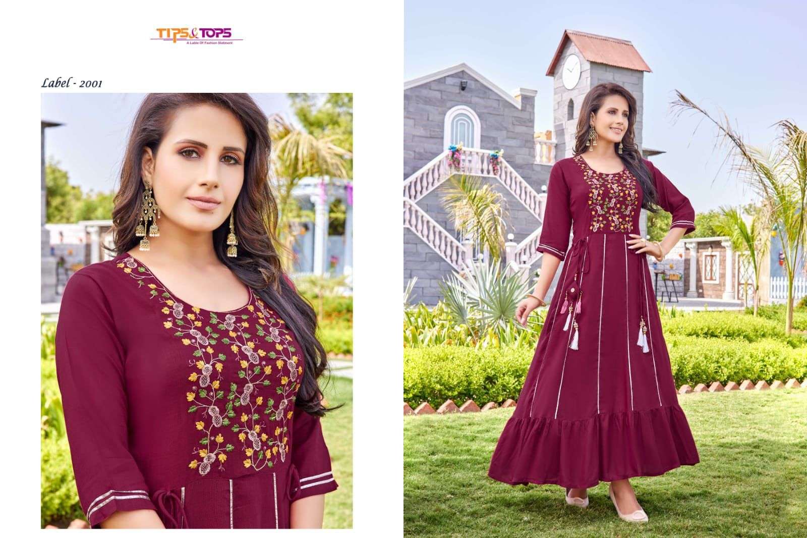 TIPS AND TOPS LABEL VOL 2 HEAVY RAYON KURTI WHOLESALE RATE IN SURAT - SAIDHARANX 