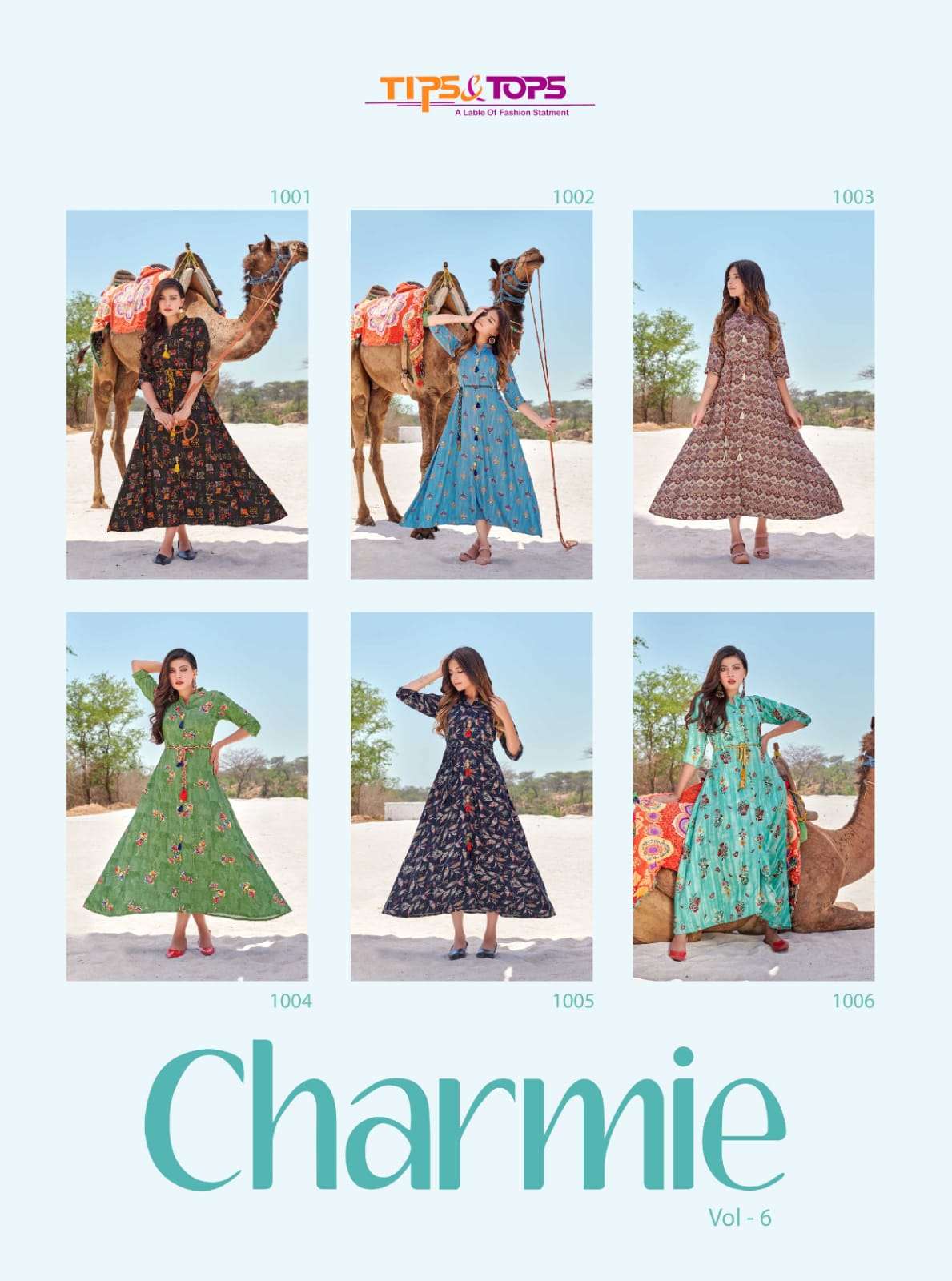 Tips & Tops Charmie Vol-6 Rayon Kurtis ( 6 Pcs Catalog ) Wholesale Rate In Surat - Saidharanx 