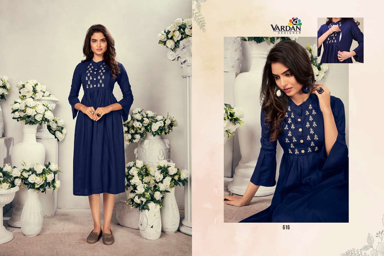 VARDAN GOOD NEWS VOL 1 RAYON GOWN STYLE KURTIS LATEST CATALOGUE WHOLESALE RATE IN SURAT - SAIDHARANX 