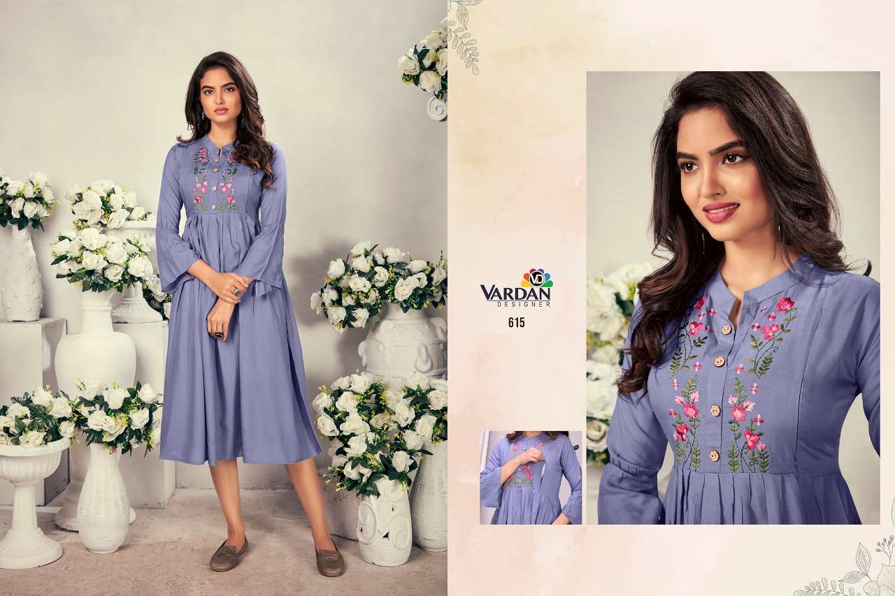 VARDAN GOOD NEWS VOL 1 RAYON GOWN STYLE KURTIS LATEST CATALOGUE WHOLESALE RATE IN SURAT - SAIDHARANX 