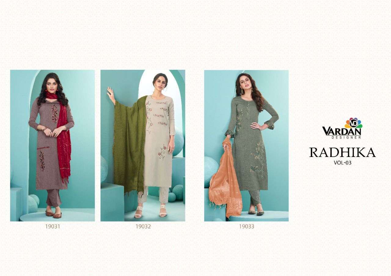 VARDAN RADHIKA VOL 3 READYMADE TOP BOTTOM WITH DUPATTA SET WHOLESALE RATE IN SURAT - SAIDHARANX 