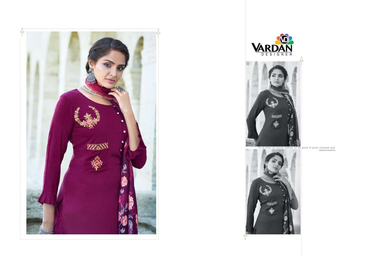VARDAN SARSHIYA VOL 1 KURTI PANT WITH DUPATTA NEW CATALOGUE WHOLESALE RATE IN SURAT - SAIDHARANX 