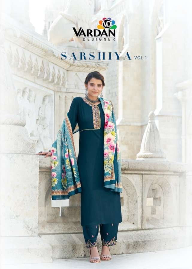 VARDAN SARSHIYA VOL 1 KURTI PANT WITH DUPATTA NEW CATALOGUE WHOLESALE RATE IN SURAT - SAIDHARANX 