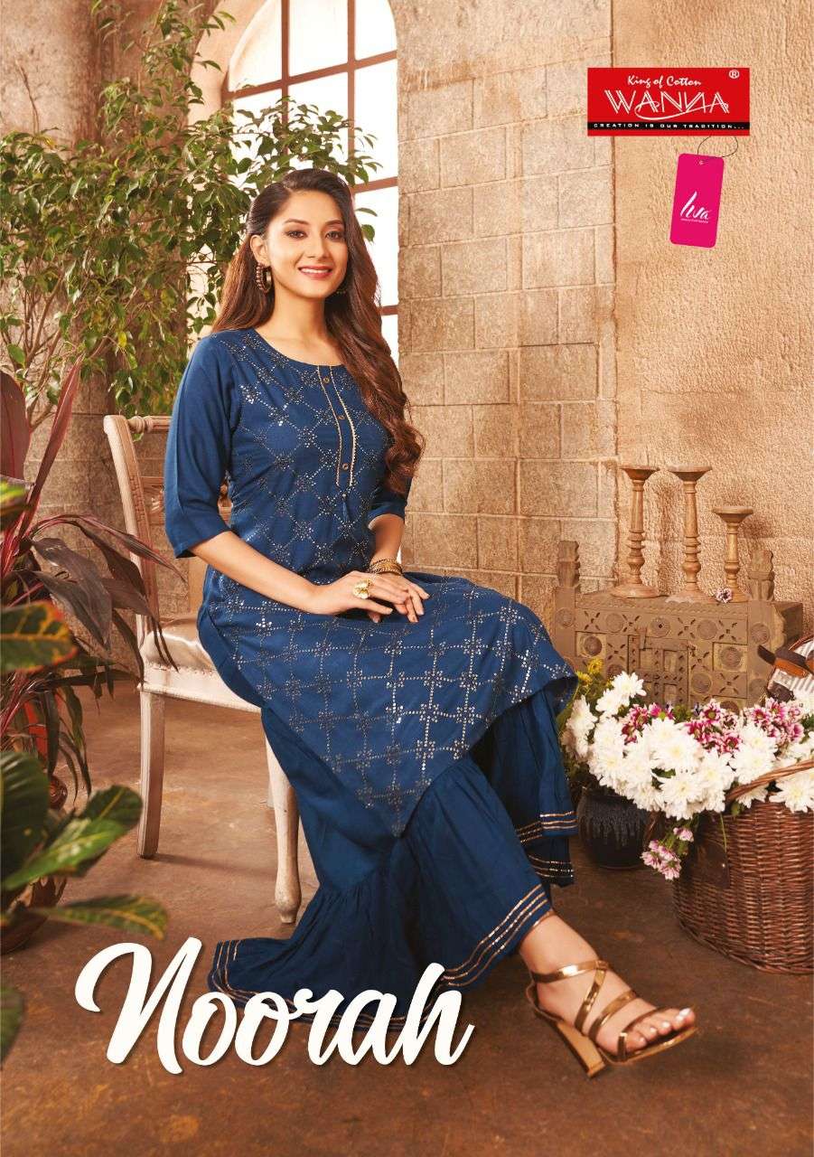 WANNA NOORAH FANCY DESIGNER KURTI WITH SHARARA WHOLESALE RATE IN SURAT - SAIDHARANX 