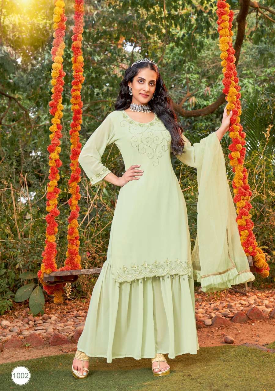 Wanna Udaan Series 1001-1003 Georgette Sharara Suit Wholesale Rate In Surat - SaiDharaNx 