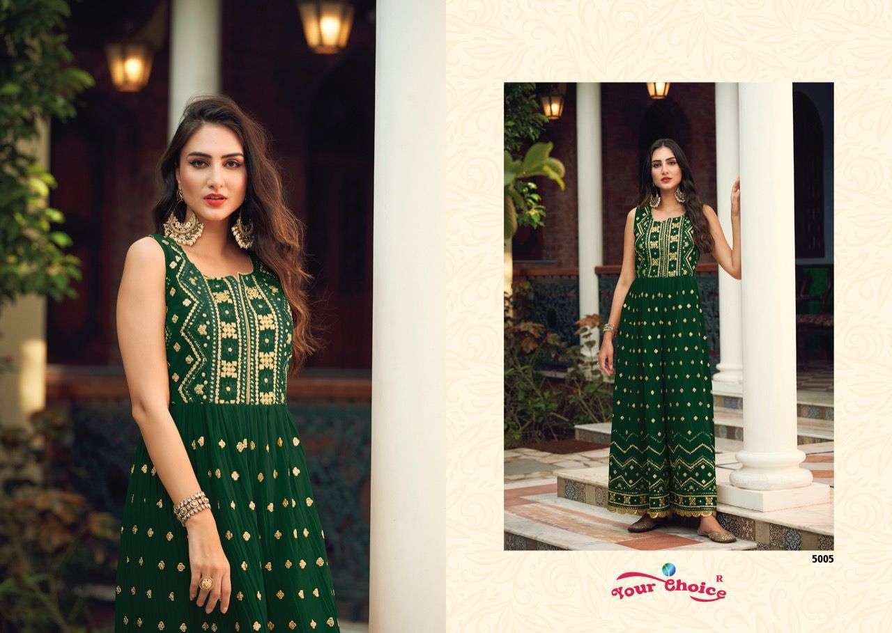 YOUR CHOICE JUMP SUITS BLOOMING GEORGETTE READYMADE SUITS WHOLESALE RATE IN SURAT - SAIDHARANX 