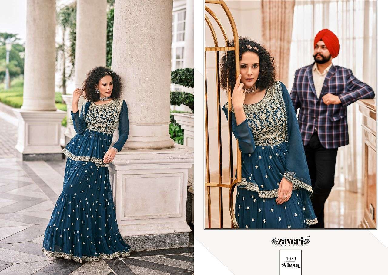 Zaveri Alexa 1038-1042 Party Wear Designer Suits Catalogue Wholesale Price Surat SaiDharaNx 