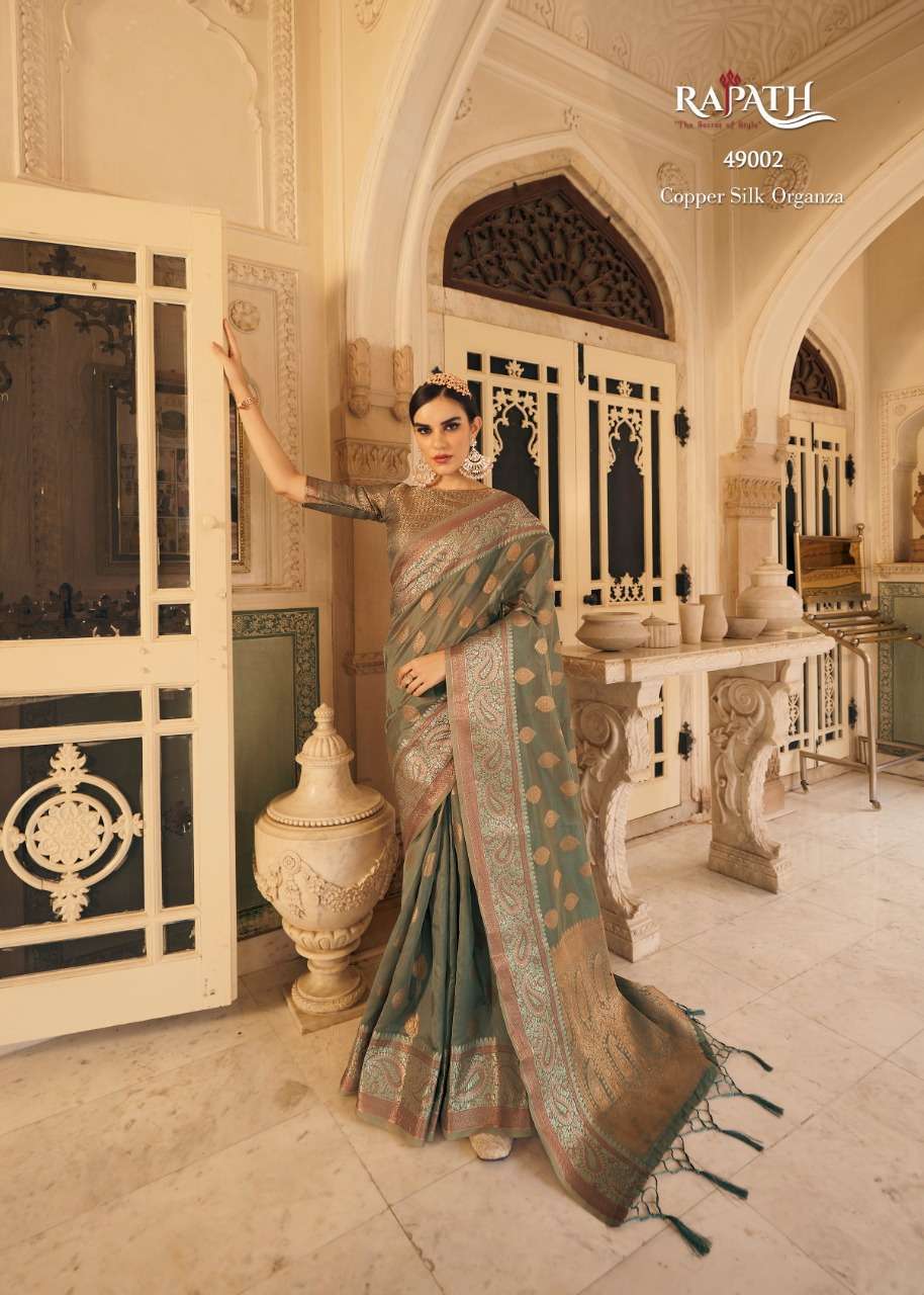 AASHI ORGANZA SILK BY RAJPATH 49001 TO 49006 SERIES ORGANZA UNSTICHED SAREES WHOLESALE RATE IN SURAT - SAIDHARANX 