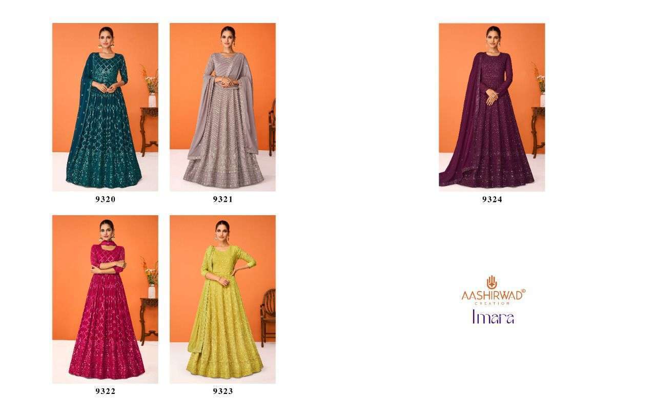 AASHIRWAD CREATION PRESENT IMARA READYMADE GOWN STYLE DESIGNER SUITS IN WHOLESALE RATE IN SURAT - SAIDHARANX 