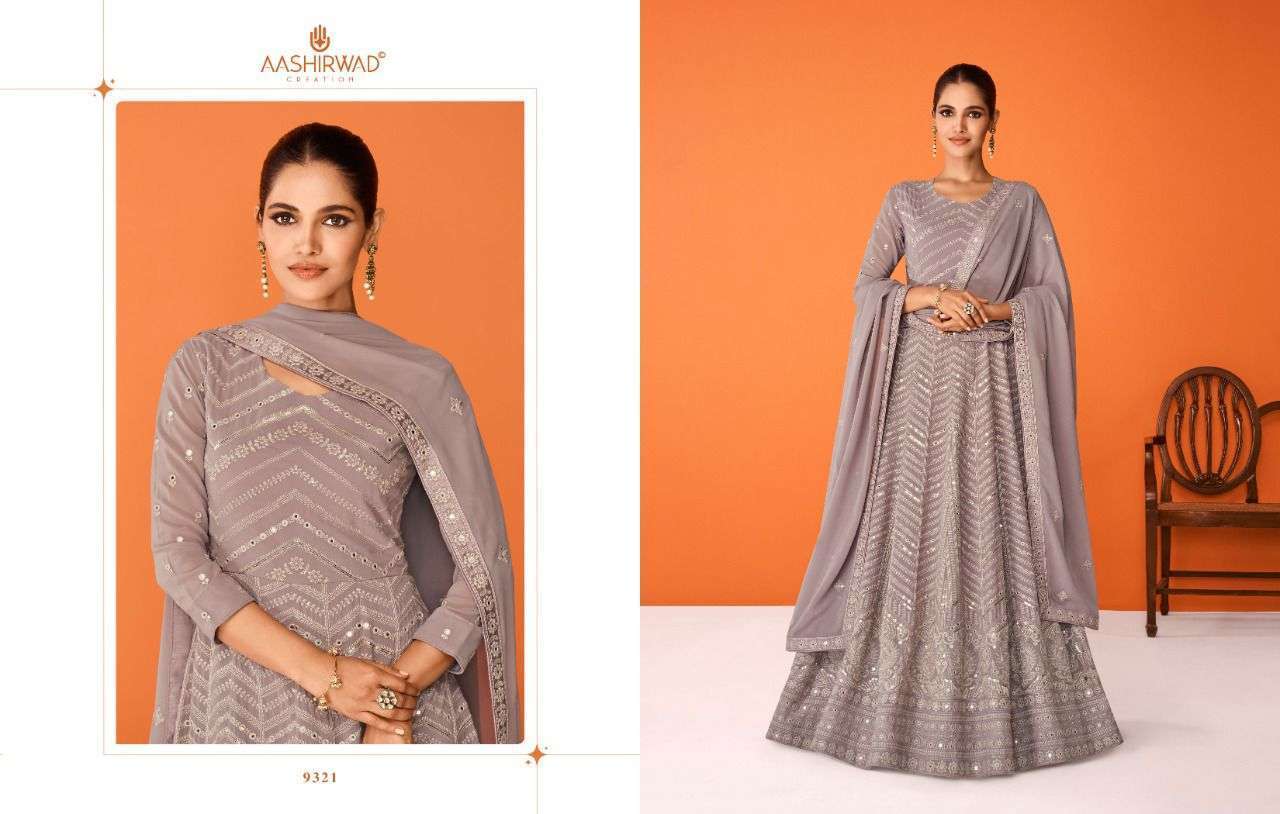 AASHIRWAD CREATION PRESENT IMARA READYMADE GOWN STYLE DESIGNER SUITS IN WHOLESALE RATE IN SURAT - SAIDHARANX 