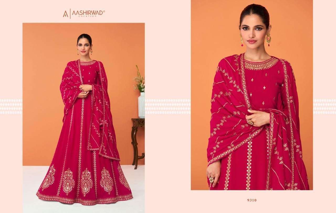 AASHIRWAD CREATION PRESENT JASLEEN READYMADE GOWN STYLE DESIGNER SUITS IN WHOLESALE RATE IN SURAT - SAIDHARANX 