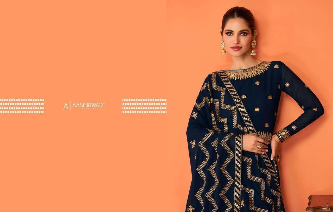 AASHIRWAD CREATION PRESENT JASLEEN READYMADE GOWN STYLE DESIGNER SUITS IN WHOLESALE RATE IN SURAT - SAIDHARANX 
