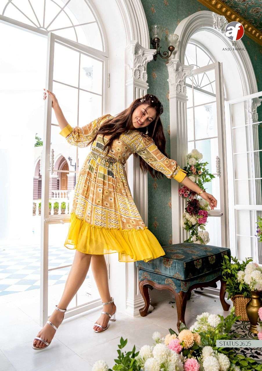 ANJU FABRICS STATUS PARTY WEAR GEORGETTE TUNICS NEW CATALOGUE WHOLESALE RATE IN SURAT -  SAIDHARANX 