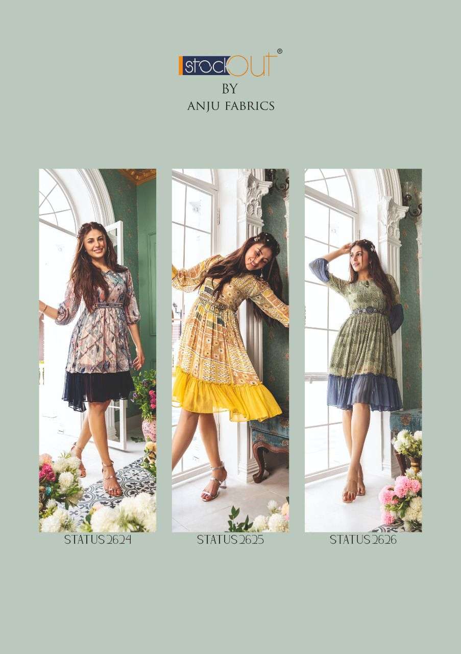 ANJU FABRICS STATUS PARTY WEAR GEORGETTE TUNICS NEW CATALOGUE WHOLESALE RATE IN SURAT -  SAIDHARANX 