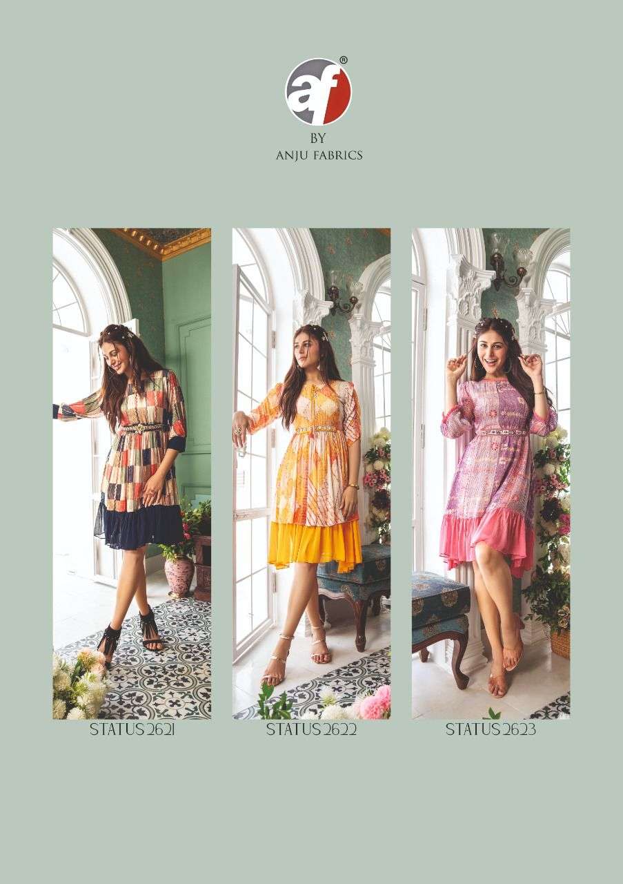 ANJU FABRICS STATUS PARTY WEAR GEORGETTE TUNICS NEW CATALOGUE WHOLESALE RATE IN SURAT -  SAIDHARANX 