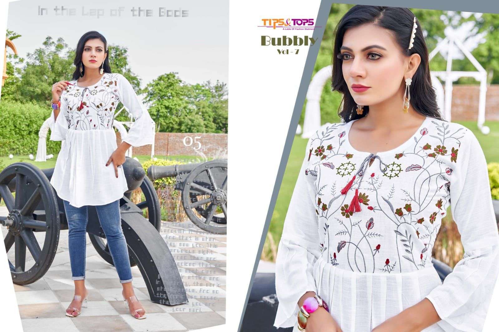 BUBBLY VOL-7 BY TIPS AND TOPS 01 TO 09 SERIES RAYON EMBROIDERY TOPS WHOLESALE RATE IN SURAT - SAIDHARANX 