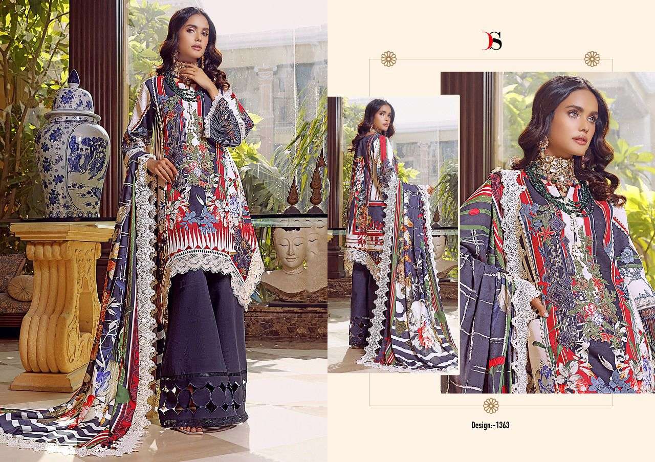 DEEPSY FIRDOUS LAWN VOL 22 2 PAKISTANI SUITS LATEST CATALOGUE WHOLESALE RATE IN SURAT - SAIDHARANX 
