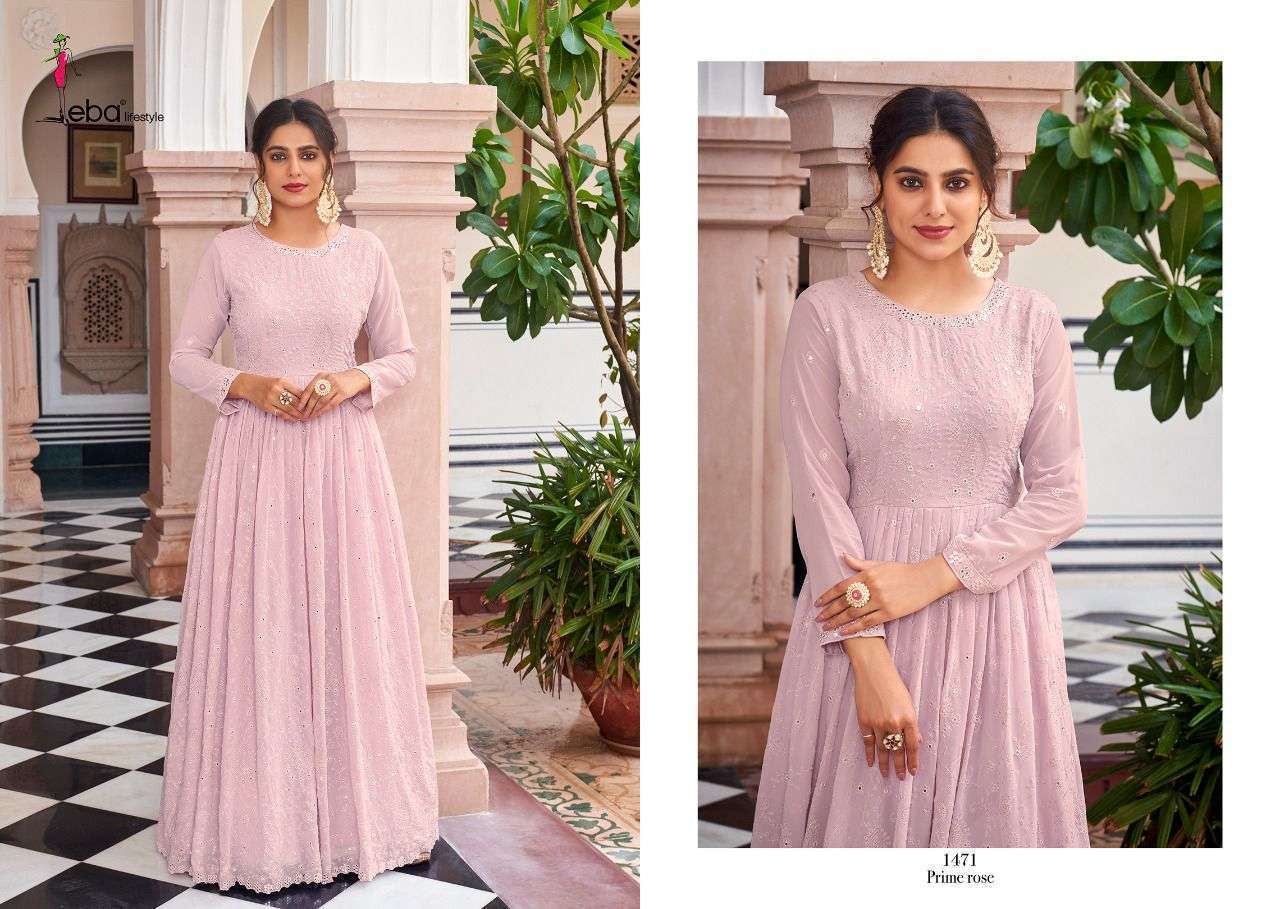EBA LIFESTYLE PRESENT PRIME ROSE VOL 7 CLASSY LOOK LONG GOWN STYLE DESIGNER SUITS IN WHOLESALE RATE IN SURAT - SAIDHARANX 