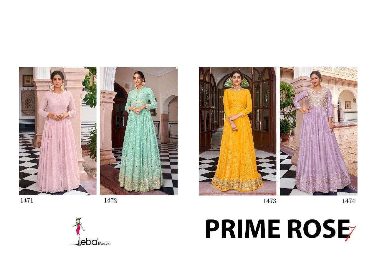EBA LIFESTYLE PRESENT PRIME ROSE VOL 7 CLASSY LOOK LONG GOWN STYLE DESIGNER SUITS IN WHOLESALE RATE IN SURAT - SAIDHARANX 
