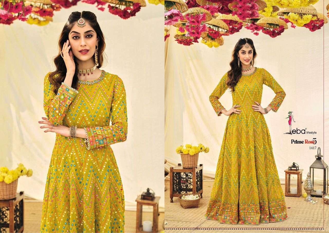  PRIME ROSE VOL 5 BY EBA LIFESTYLE READYMADE LONG PARTY WEAR DRESSES WHOLESALE RATE IN SURAT - SAIDHARANX 